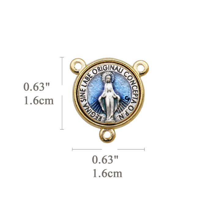 DIY三通-显灵圣母-锌合金-双色珐琅蓝-1.6cm Catholic religious art
