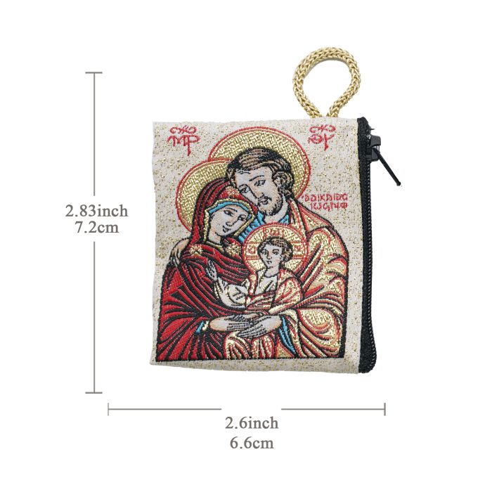 意大利念珠包-圣家三口 - 6.6x7.2 cm Catholic religious art