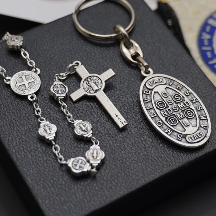 玫瑰念珠-圣本笃-锌合金-8mm（附钥匙扣和念珠包卡片） Catholic religious art