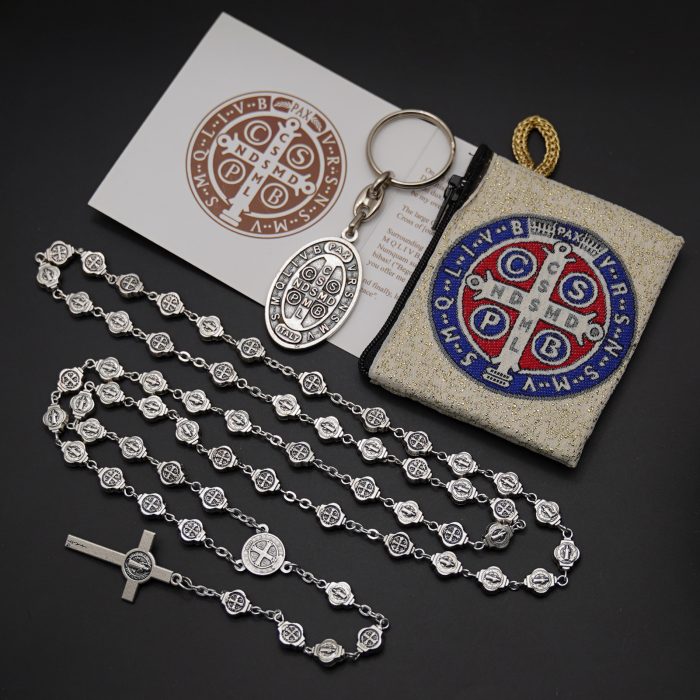 玫瑰念珠-圣本笃-锌合金-8mm（附钥匙扣和念珠包卡片） Catholic religious art