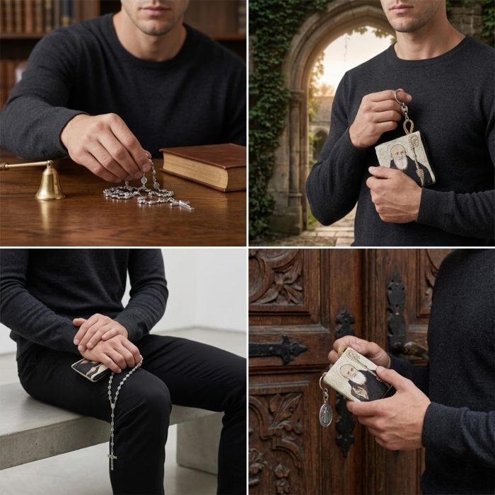 玫瑰念珠-圣本笃-锌合金-8mm（附钥匙扣和念珠包卡片） Catholic religious art