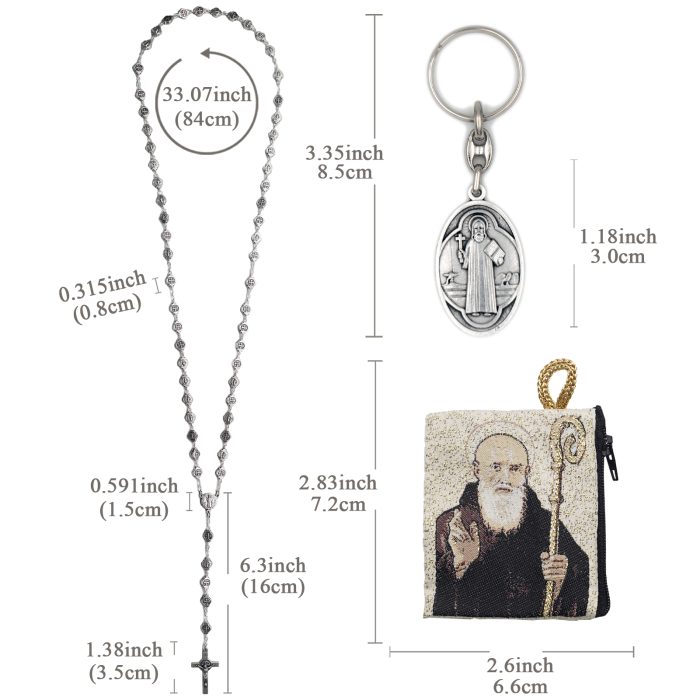 玫瑰念珠-圣本笃-锌合金-8mm（附钥匙扣和念珠包卡片） Catholic religious art
