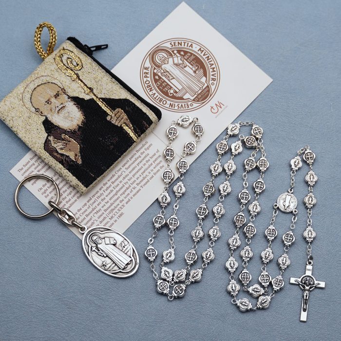 玫瑰念珠-圣本笃-锌合金-8mm（附钥匙扣和念珠包卡片） Catholic religious art