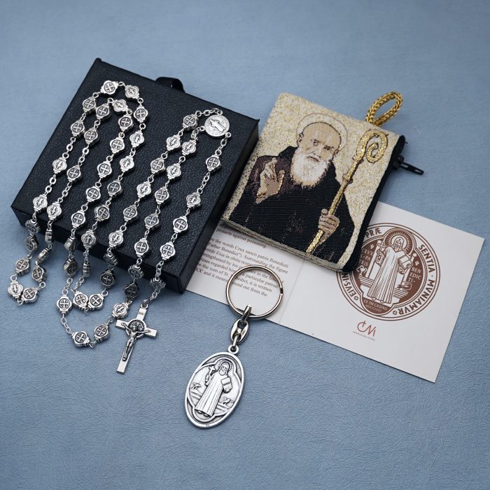 玫瑰念珠-圣本笃-锌合金-8mm（附钥匙扣和念珠包卡片） Catholic religious art