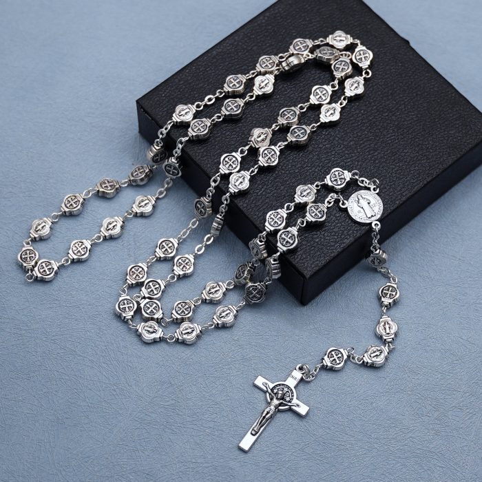 玫瑰念珠-圣本笃-锌合金-8mm（附钥匙扣和念珠包卡片） Catholic religious art