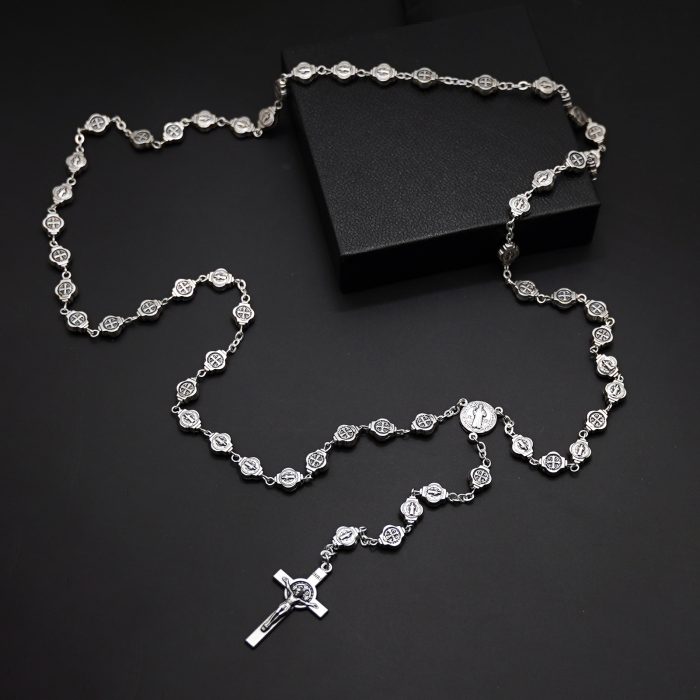玫瑰念珠-圣本笃-锌合金-8mm（附钥匙扣和念珠包卡片） Catholic religious art