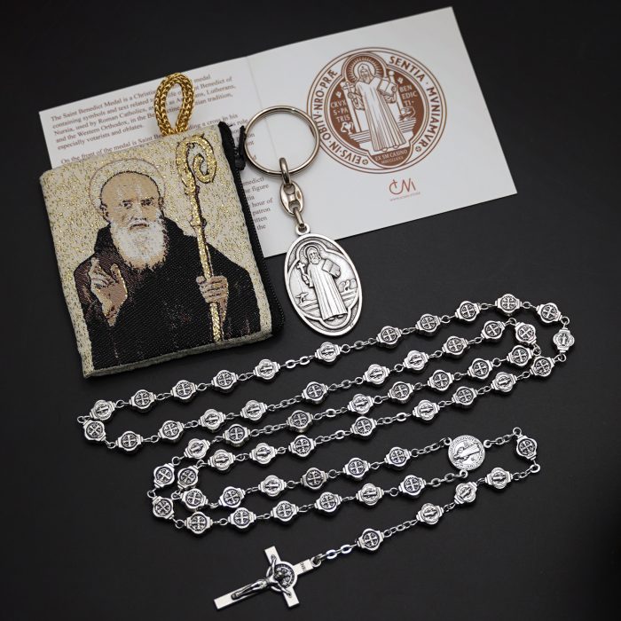 玫瑰念珠-圣本笃-锌合金-8mm（附钥匙扣和念珠包卡片） Catholic religious art