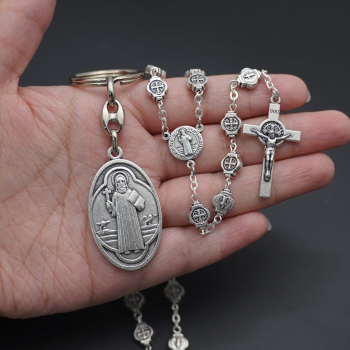 玫瑰念珠-圣本笃-锌合金-8mm（附钥匙扣和念珠包卡片） Catholic religious art