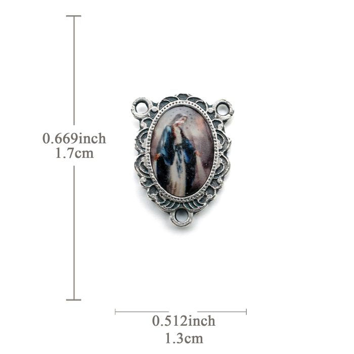 DIY三通-圣母显灵+圣基多福-锌合金-树脂-1.7cm Catholic religious art