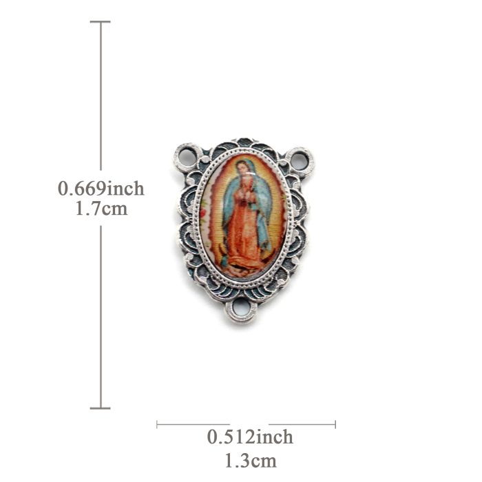 DIY三通-瓜达卢佩+圣基多福-锌合金-树脂-1.7cm Catholic religious art