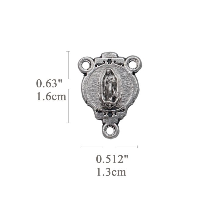 DIY三通-上主慈悲+瓜达卢佩-椭圆异形设计-锌合金-1.6cm Catholic religious art