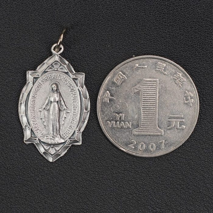 DIY小吊牌-显灵圣母-锌合金-镀JM-2.7cm Catholic religious art