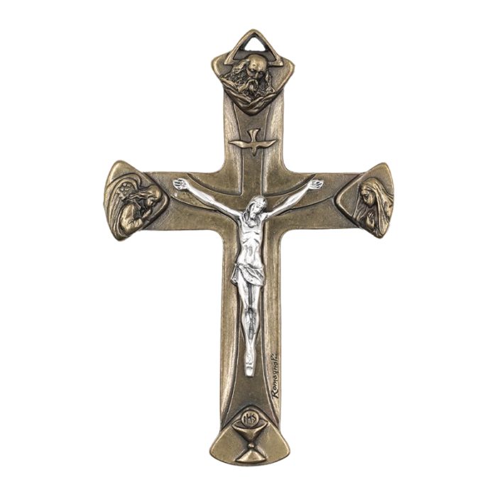 十字架-天主圣三-古铜色合金-13x8.7cm Catholic religious art