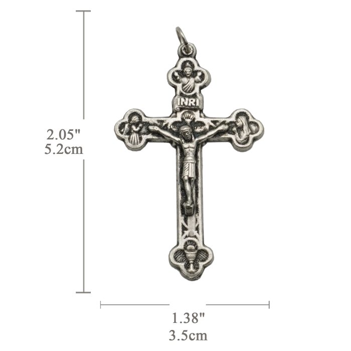 DIY十字架-哥特四叶花饰-锌合金-银色-5.2x3.5cm Catholic religious art