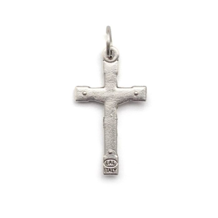 DIY十字架-带玫瑰花-锌合金-红色-2.4x1.5cm Catholic religious art
