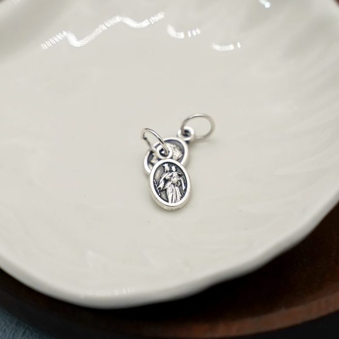 DIY小吊牌-进教之佑+鲍思高-锌合金-1cm Catholic religious art