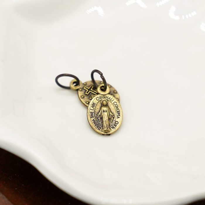 DIY小吊牌-显灵圣母-锌合金-铜色-1.2cm Catholic religious art