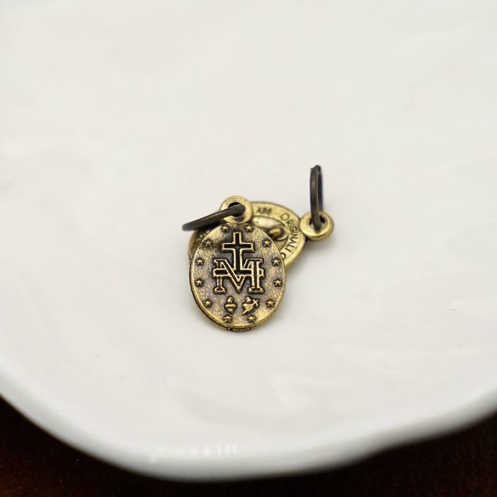 DIY小吊牌-显灵圣母-锌合金-铜色-1.2cm Catholic religious art