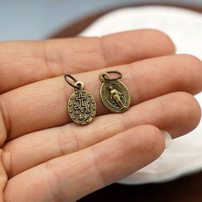 DIY小吊牌-显灵圣母-锌合金-铜色-1.2cm Catholic religious art