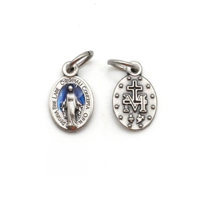 DIY小吊牌-显灵圣母-锌合金-蓝珐琅-1.2cm Catholic religious art