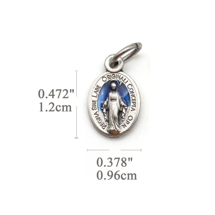 DIY小吊牌-显灵圣母-锌合金-蓝珐琅-1.2cm Catholic religious art