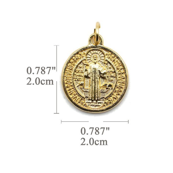 DIY小吊牌-圣本笃-锌合金-金色-2.0cm Catholic religious art