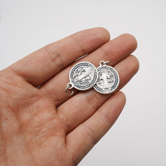 DIY小吊牌-圣本笃-锌合金-氧化处理-2.0cm Catholic religious art