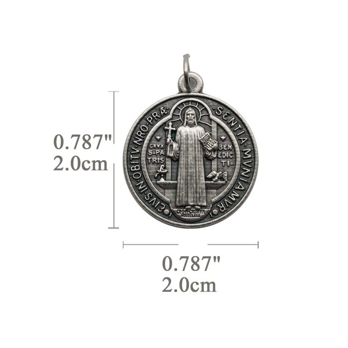 DIY小吊牌-圣本笃-锌合金-氧化处理-2.0cm Catholic religious art