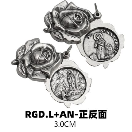 DIY小吊牌-开合玫瑰花吊坠露德-锌合金-3cm