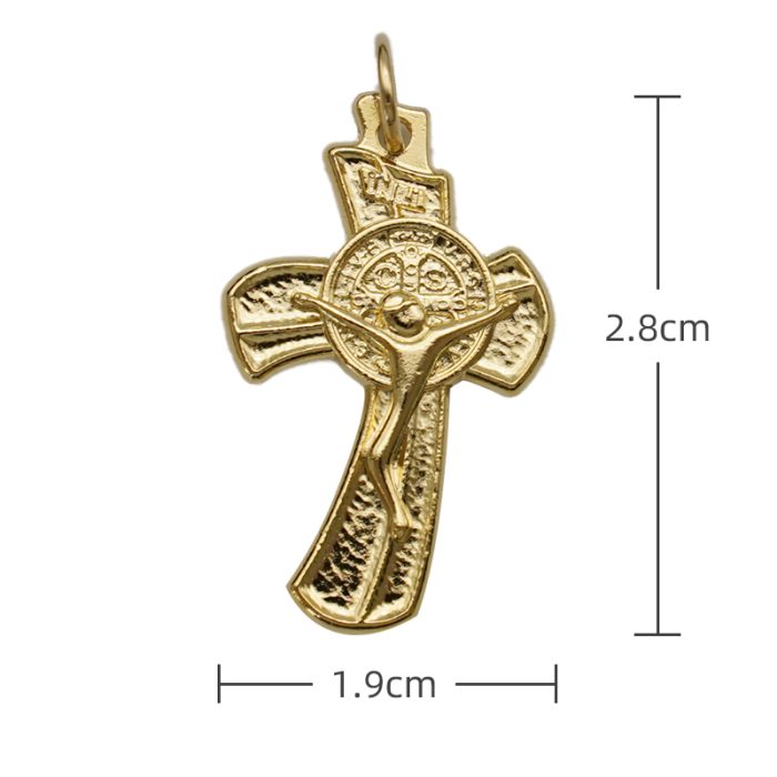DIY十字架-圣本笃-异形-锌合金-金色-2.8cm Catholic religious art