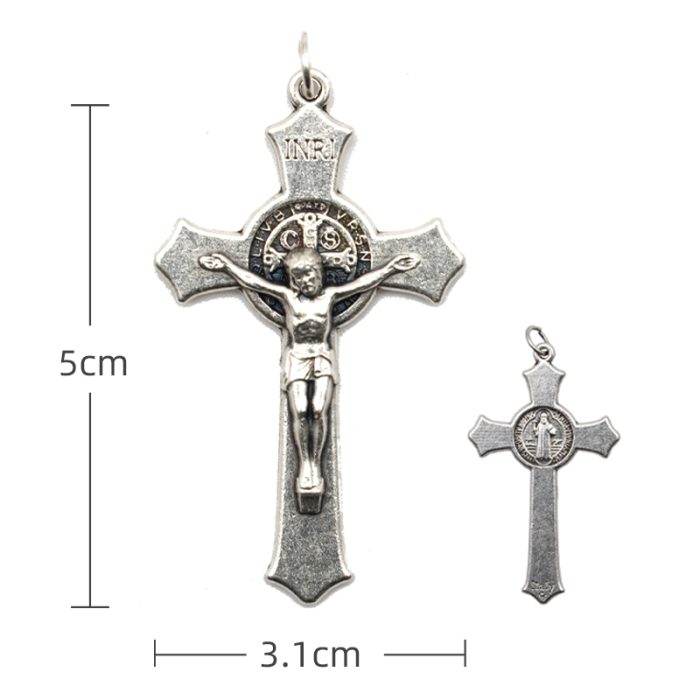 DIY十字架-本笃直角-锌合金-5x3.1cm Catholic religious art