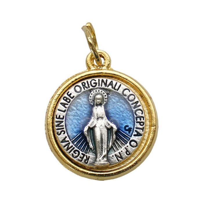 DIY小吊牌-显灵圣母-锌合金-珐琅彩-1.68cm Catholic religious art