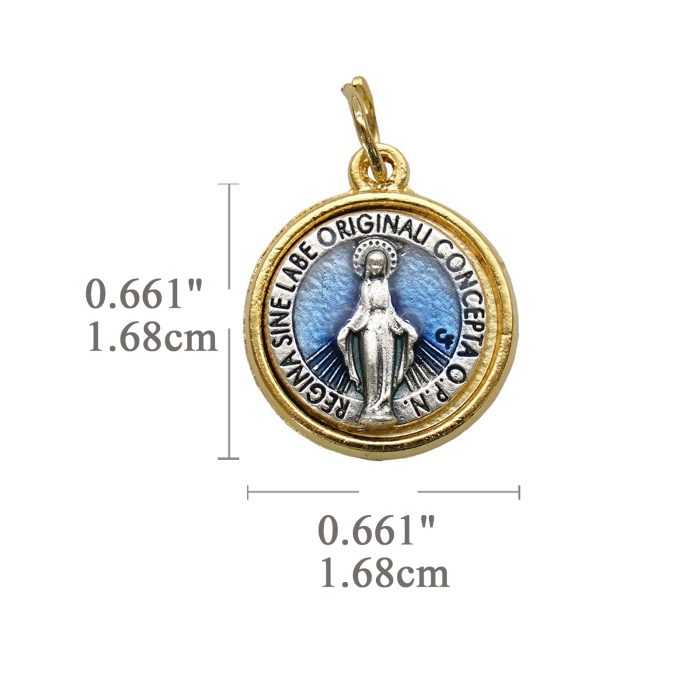 DIY小吊牌-显灵圣母-锌合金-珐琅彩-1.68cm Catholic religious art