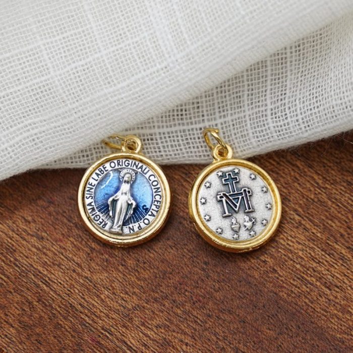 DIY小吊牌-显灵圣母-锌合金-珐琅彩-1.68cm Catholic religious art