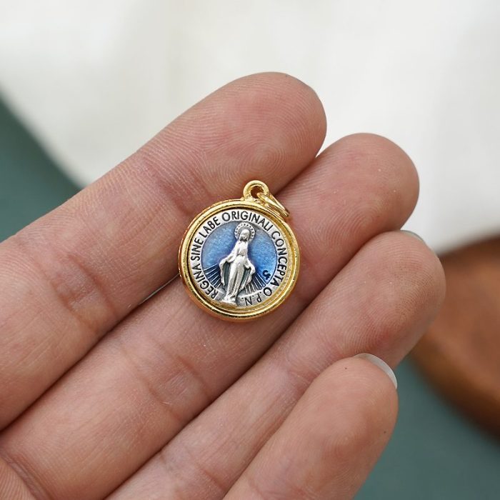 DIY小吊牌-显灵圣母-锌合金-珐琅彩-1.68cm Catholic religious art