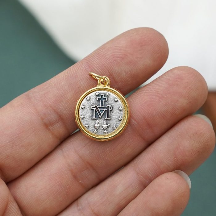 DIY小吊牌-显灵圣母-锌合金-珐琅彩-1.68cm Catholic religious art