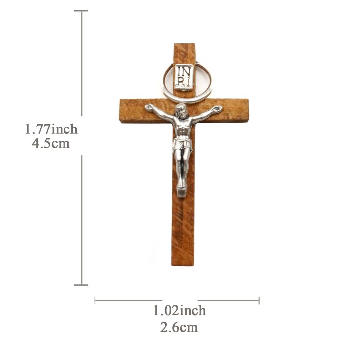DIY十字架-胡桃木+银色合金圣尸-4.5x2.6cm Catholic religious art