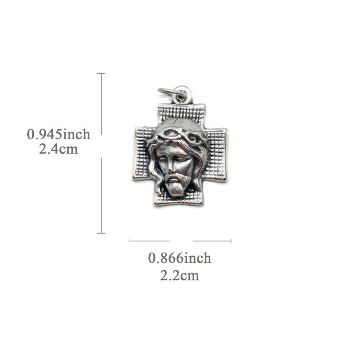 DIY十字架-耶稣圣容苦像方形-锌合金-2.3x2.2cm Catholic religious art