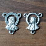 DIY三通-耶稣圣心+圣母-锌合金-1.3cm