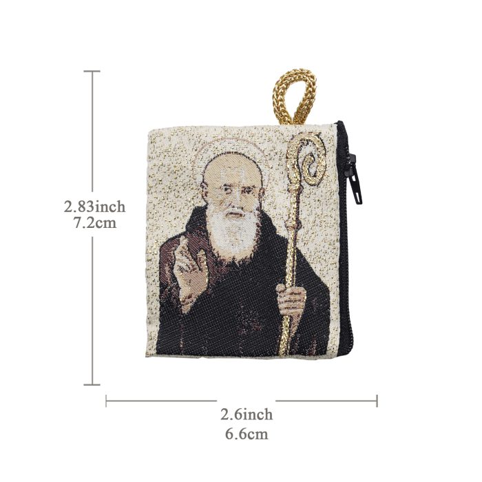 意大利念珠包-圣本笃 - 6.6x7.2 cm Catholic religious art