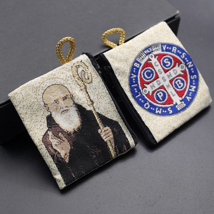意大利念珠包-圣本笃 - 6.6x7.2 cm Catholic religious art