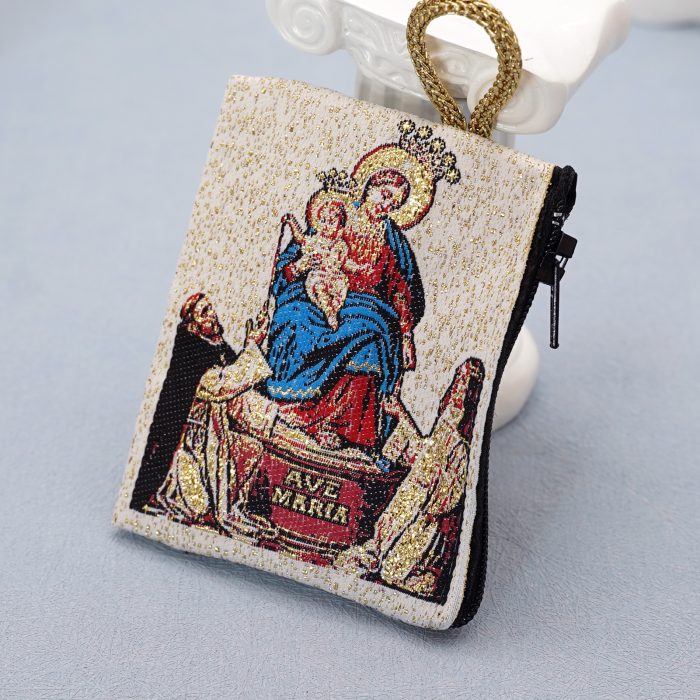 意大利念珠包-庞贝玫瑰圣母 - 6.6x7.2 cm Catholic religious art