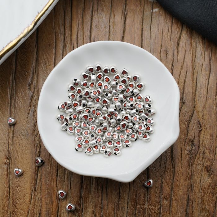 DIY珠子-普通款-小桃心-锌合金-珐琅红-0.36cm-10颗/包 Catholic religious art