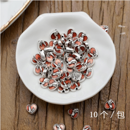 DIY珠子-法蒂玛-桃心-锌合金-红珐琅-0.7cm-10颗/包