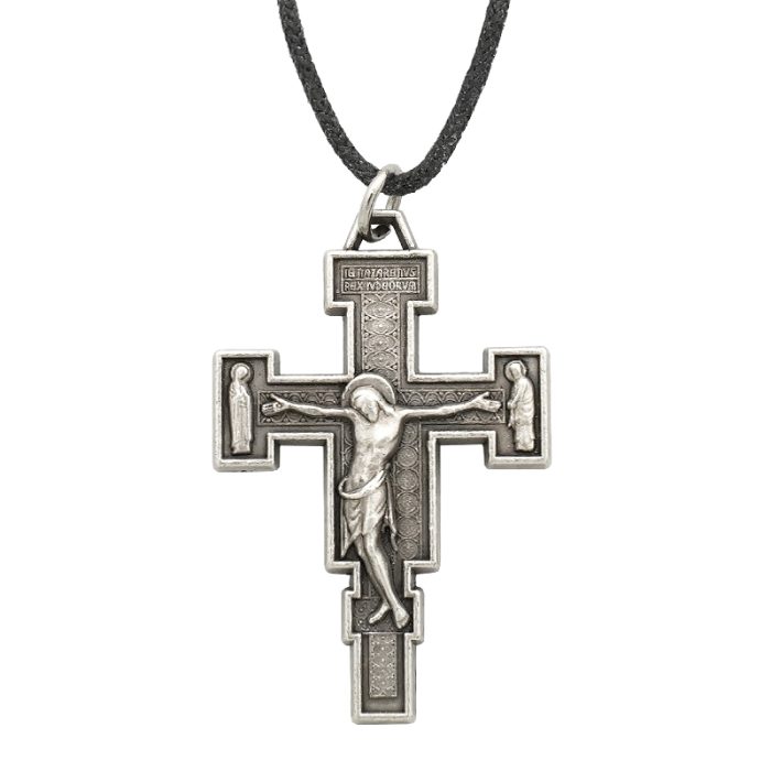 GC4ARGALV 项链十字架-达弥盎-金属-仿古银-2.2x3.5cm-带绳 Catholic religious art