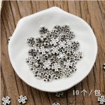 DIY珠子-十字架-锌合金-银色-0.8cm-10颗/包