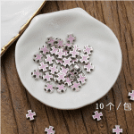 DIY珠子-十字架-锌合金-粉色珐琅-0.8cm-10颗/包
