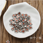 DIY珠子-十字架-锌合金-红色-0.8cm-10颗/包