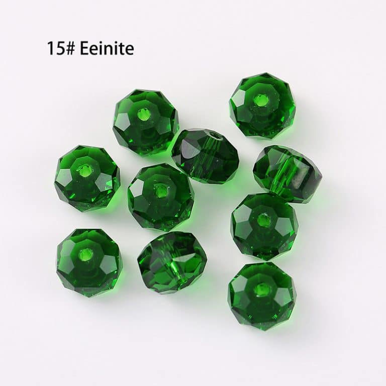 DIY珠子-车轮珠50面-15深绿4x6mm（约60颗）