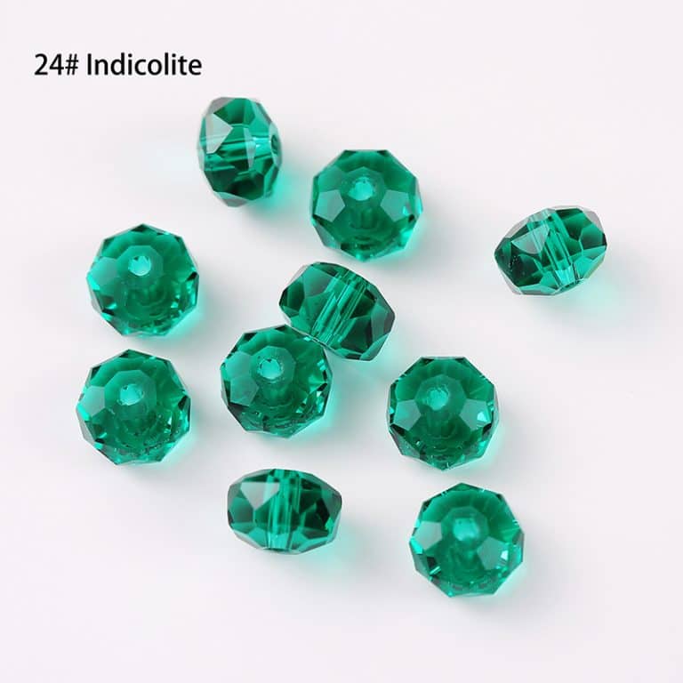 DIY珠子-车轮珠50面-24孔雀蓝4x6mm（约60颗）